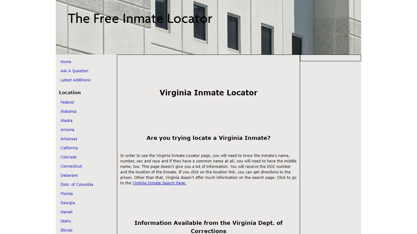 Virginia Inmate Locator